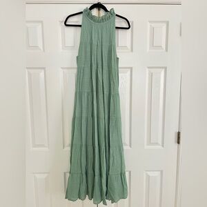 Entro Green Mock Neck Maxi Dress
